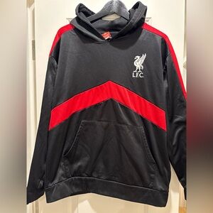 Liverpool FC Hoodie Mens Large Black Graphic Performance Soccer EPL